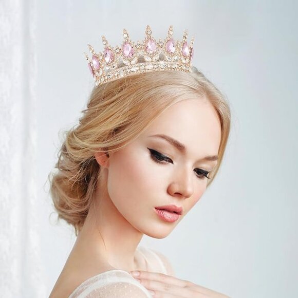 Downton Gold Floral Cubic Zirconia Crystal Wedding Tiara Tiara